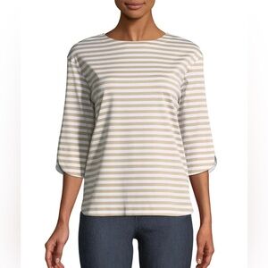 Lafayette 148 New York 3/4-Sleeve Striped Jersey Tee